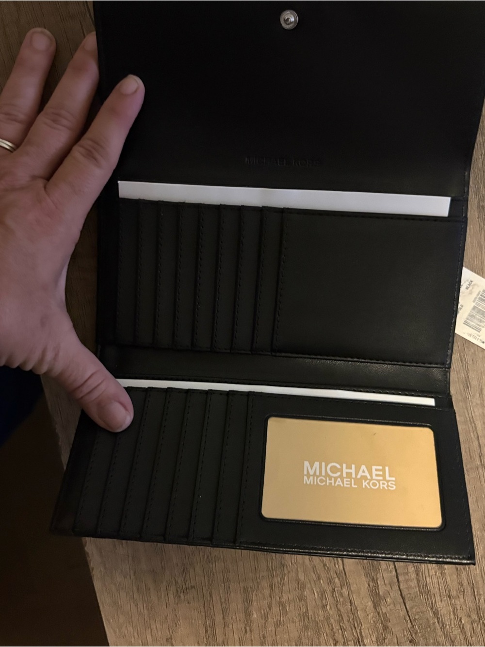 Michael Kors Black Jet Set Travel Trifold Wallet with Logo Print - Picture 5 of 5